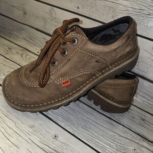 Kickers Brown Leather Moc Toe Lace Up Shoes Rugged Casual Oxford 39